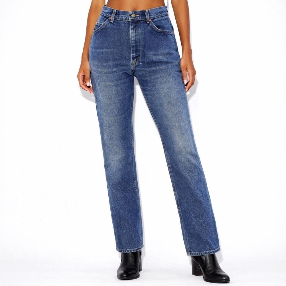 80s Vintage Lee Western Bootcut Jeans Womens 16 Blue High Rise Denim USA - Picture 1 of 4